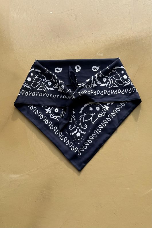 Western Bandana Triangle Silk Neckerchief Navy